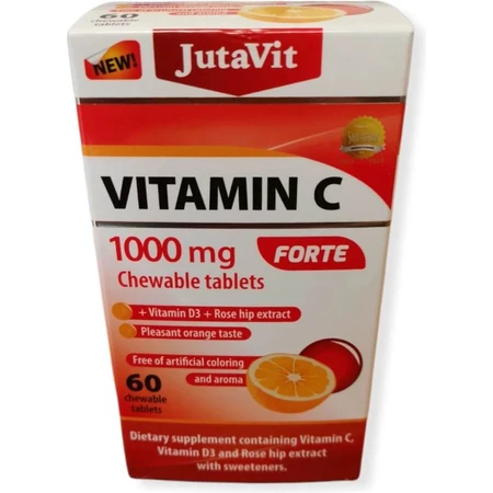 JutaVit Vitamine C 1000 mg FORTE 1×60 stuks, kauwtabletten met vitamine D3