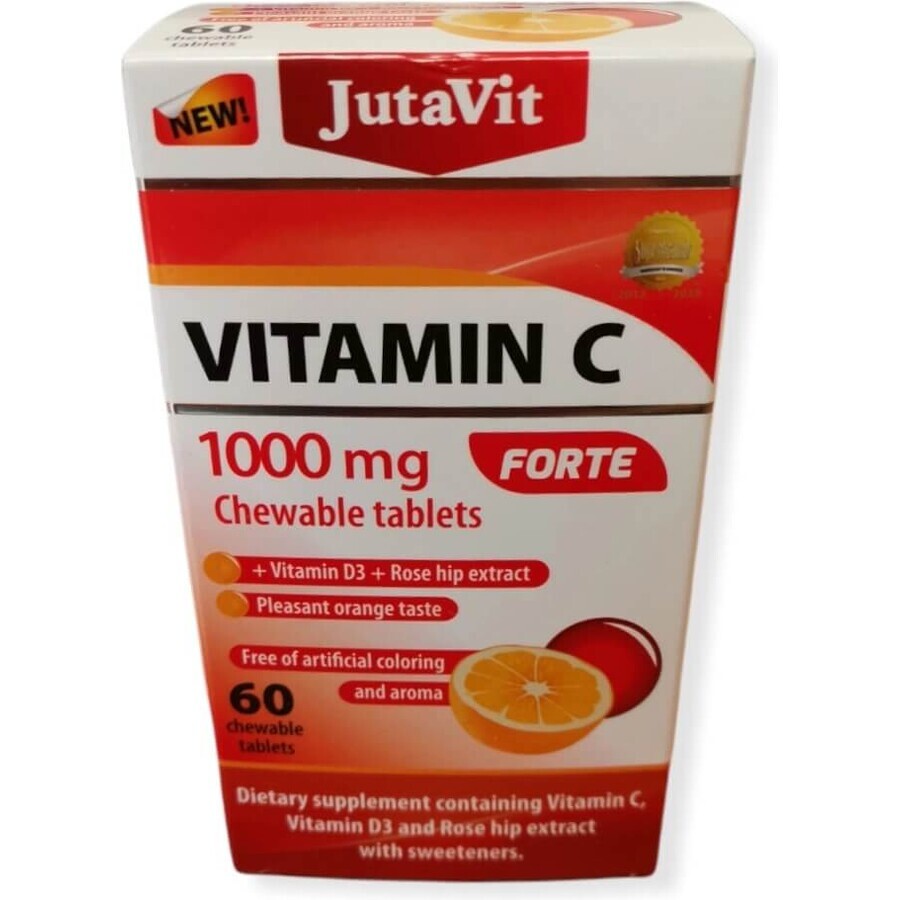 JutaVit Vitamin C 1000 mg FORTE 1×60 pcs, chewable tablets with vitamin D3