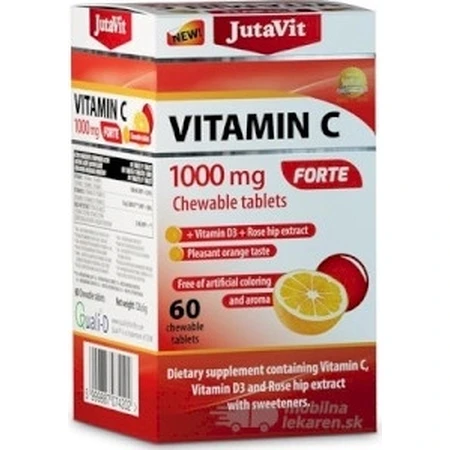 JutaVit Vitamine C 1000 mg FORTE 1×60 stuks, kauwtabletten met vitamine D3