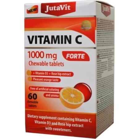 JutaVit Vitamine C 1000 mg FORTE 1×60 stuks, kauwtabletten met vitamine D3