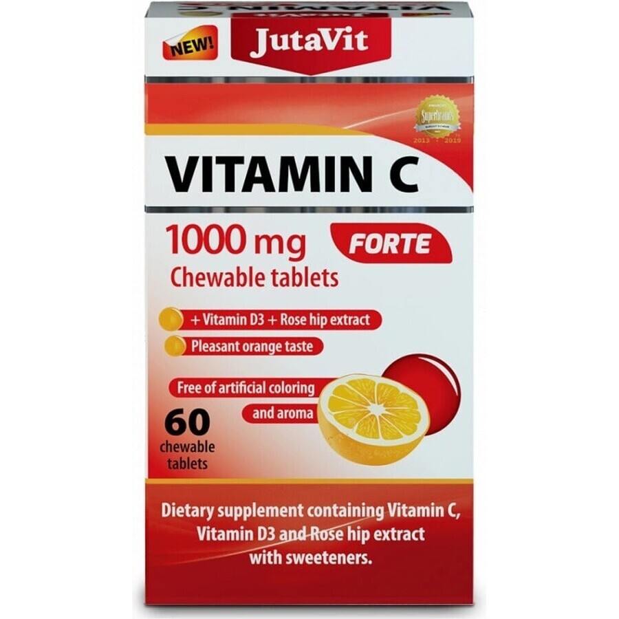 JutaVit Vitamin C 1000 mg FORTE 1×60 pcs, chewable tablets with vitamin D3