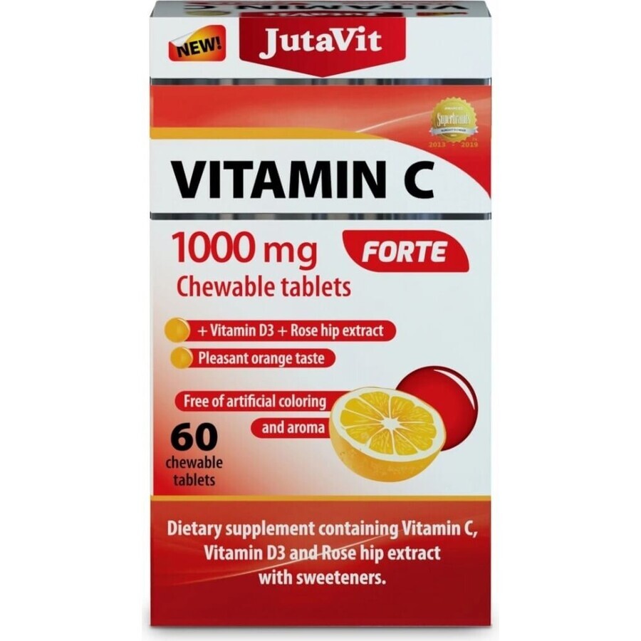 JutaVit Vitamin C 1000 mg FORTE 1×60 pcs, chewable tablets with vitamin D3