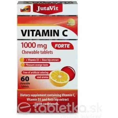 JutaVit Vitamine C 1000 mg FORTE 1×60 stuks, kauwtabletten met vitamine D3