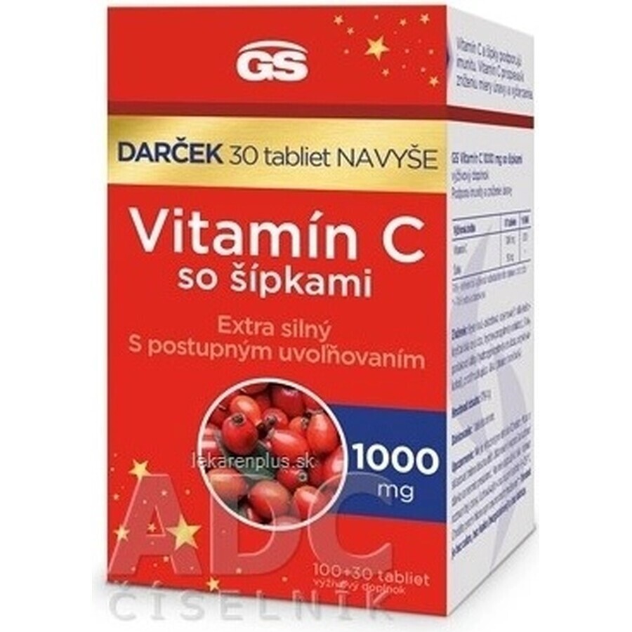 GS Vitamina C1000 con escaramujo 1×130 tbl, complemento alimenticio