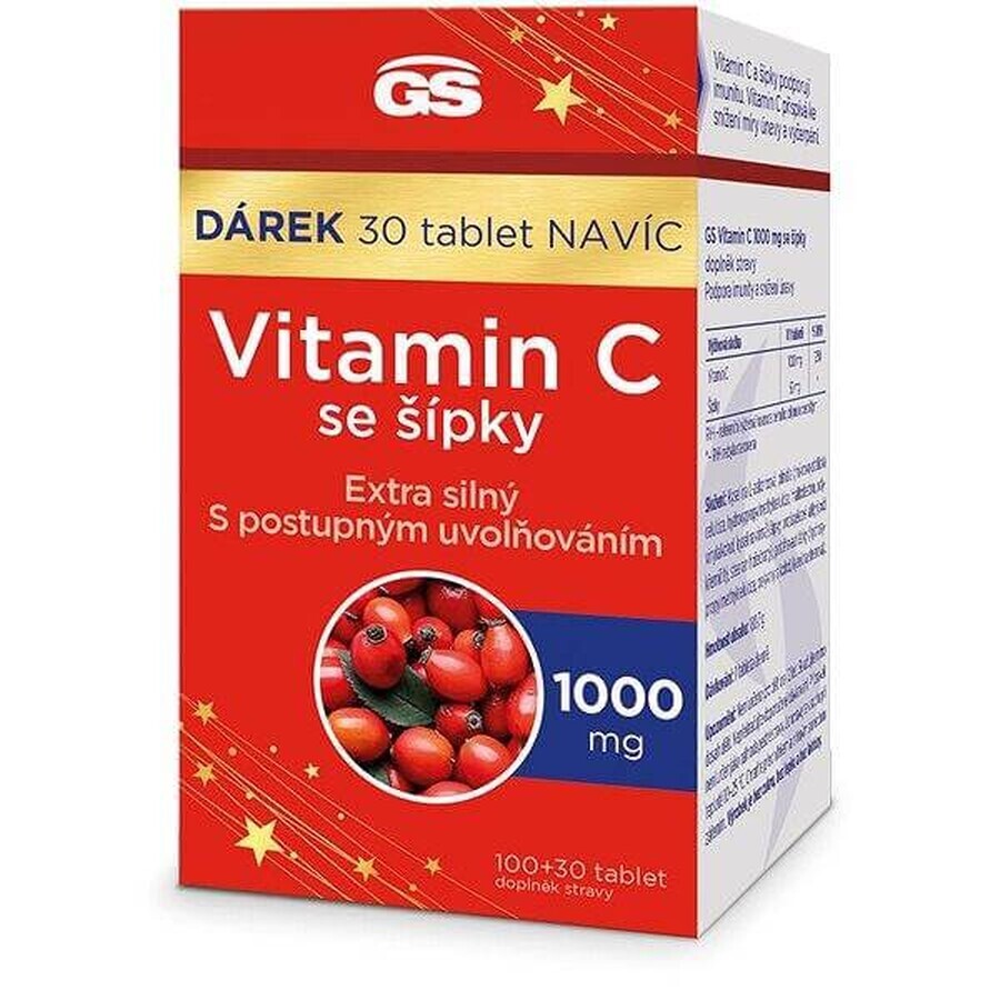 GS Vitamina C1000 con escaramujo 1×130 tbl, complemento alimenticio