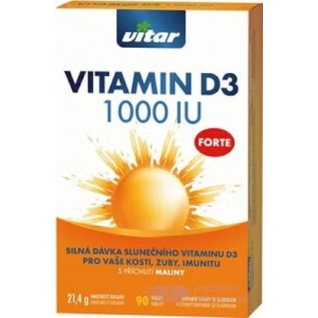 VITAR Vitamin D3 Forte 1000IU 1×90 tbl 1×90 tbl, eine starke Dosis von Sonnenvitamin D3