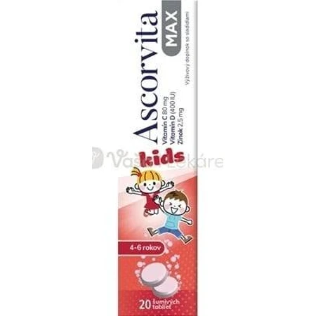 Ascorvita MAX niños 4-6 años 1×20 tbl, complemento alimenticio