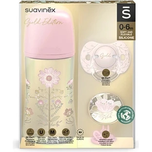 Suavinex Gold Set Clip attache-tétine Gold Blue 1×1 set, sucette et attache