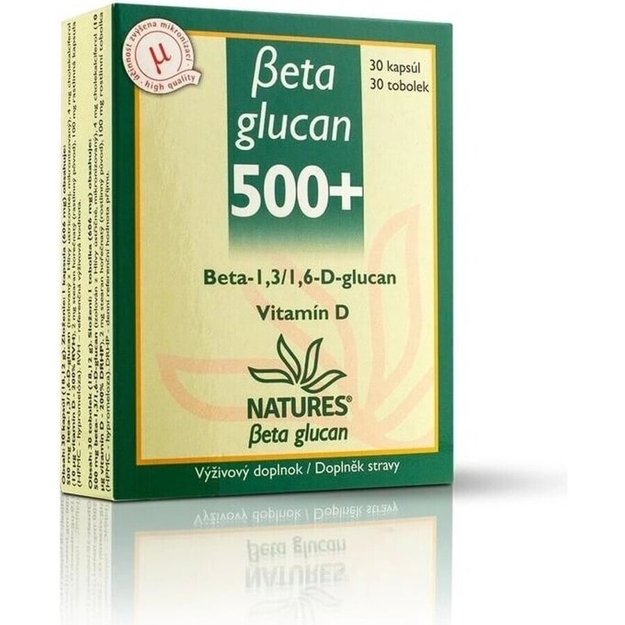 NATURES Betaglucan 500+ 1×30 cápsulas, complemento alimenticio