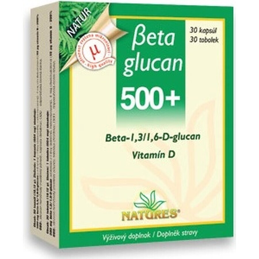 NATURES Betaglucan 500+ 1×30 cápsulas, complemento alimenticio