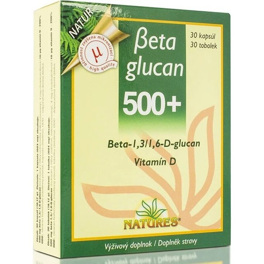 NATURES Betaglucan 500+ 1×30 cápsulas, complemento alimenticio