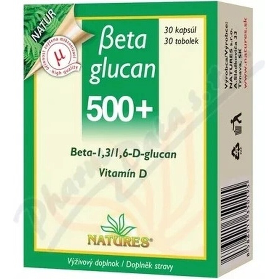 NATURES Betaglucan 500+ 1×30 cápsulas, complemento alimenticio