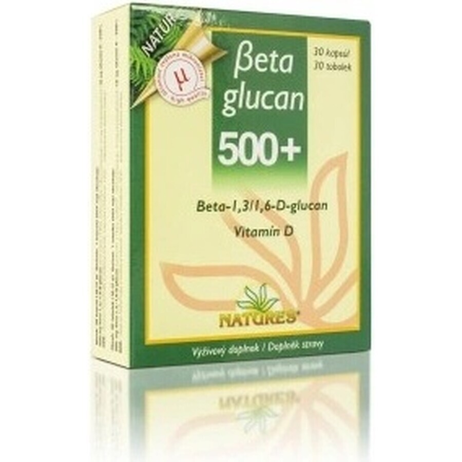 NATURES Betaglucan 500+ 1×30 cápsulas, complemento alimenticio