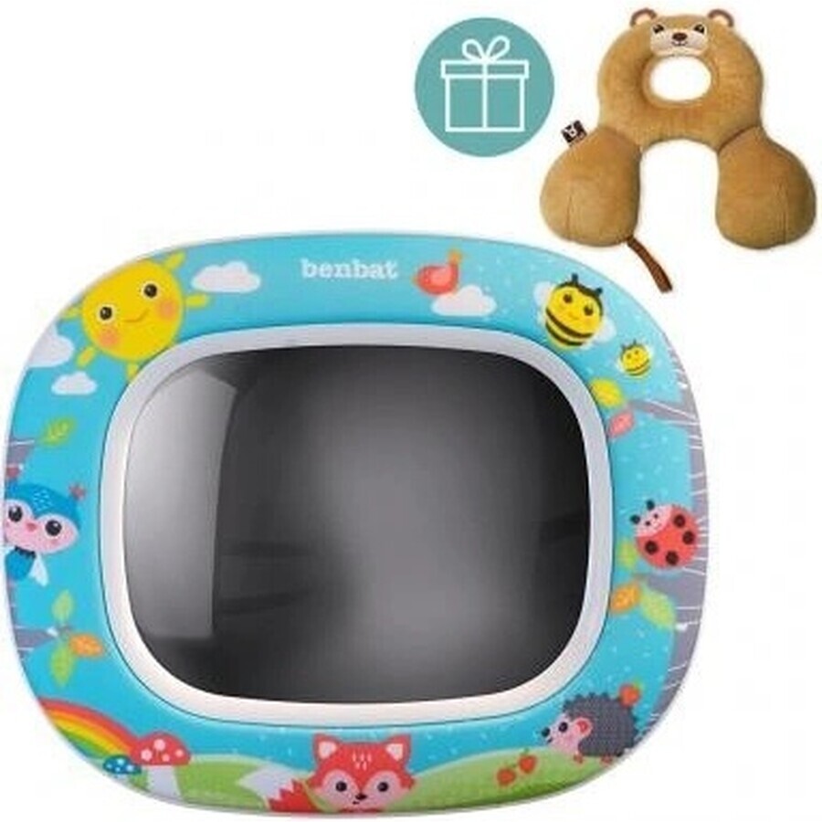 BENBAT Oglindă auto pentru copii Night&Day - Forest Friends 0m+ 1×1 buc, oglindă pentru copii