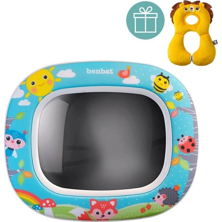 BENBAT Oglindă auto pentru copii Night&Day - Forest Friends 0m+ 1×1 buc, oglindă pentru copii