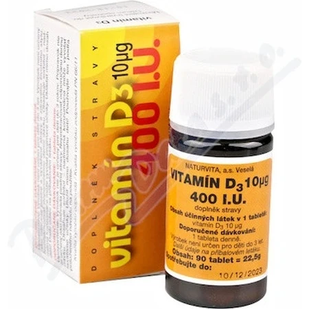 NATURVITA VITAMIN D3 10 μg (400 IU) 1×90 tbl, vitamin D3
