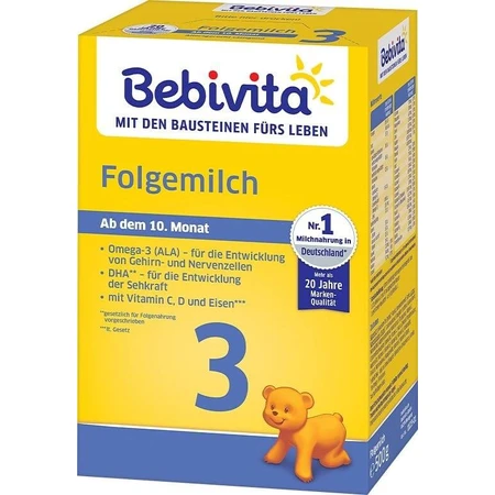 BEBIVITA Milk 3 UK instant follow-on milk formula. 9 months, 500 g 1×500 g