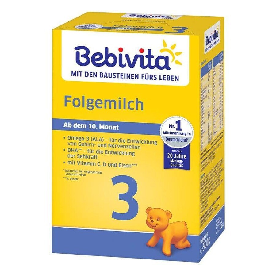 BEBIVITA Milk 3 UK fórmula láctea instantánea de continuación. 9 meses, 500 g 1×500 g
