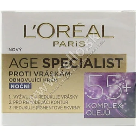 L'OREAL AGE SPECIALIST 55+ NIGHT 1x50 ml, crème anti-rides