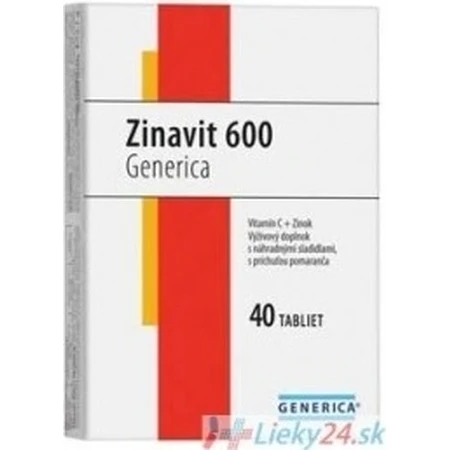 GENERICA Zinavit 600 con sabor a naranja 1×40 tbl, (vitamina C + Zinc)