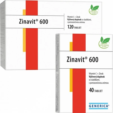 GENERICA Zinavit 600 con sabor a naranja 1×40 tbl, (vitamina C + Zinc)
