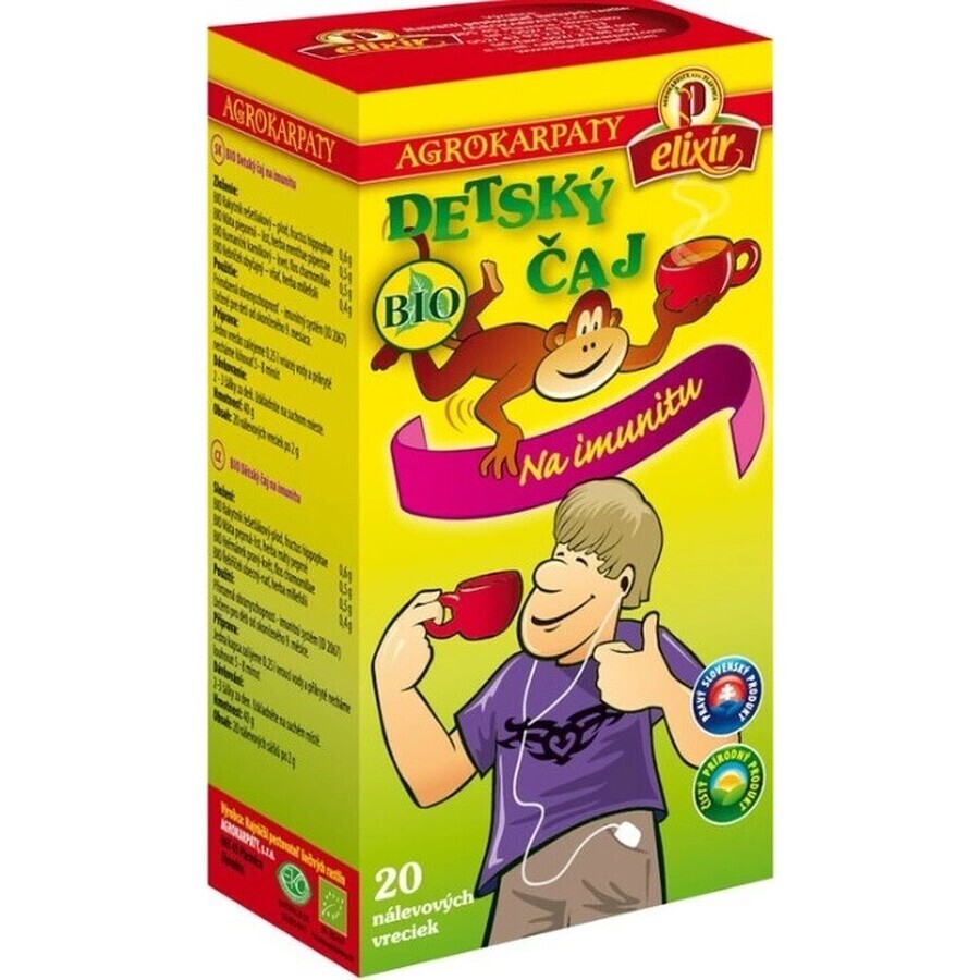 AGROKARPATY CHILDREN'S TEA ORGANIC Para la inmunidad 20×2 g (40 g), producto natural puro