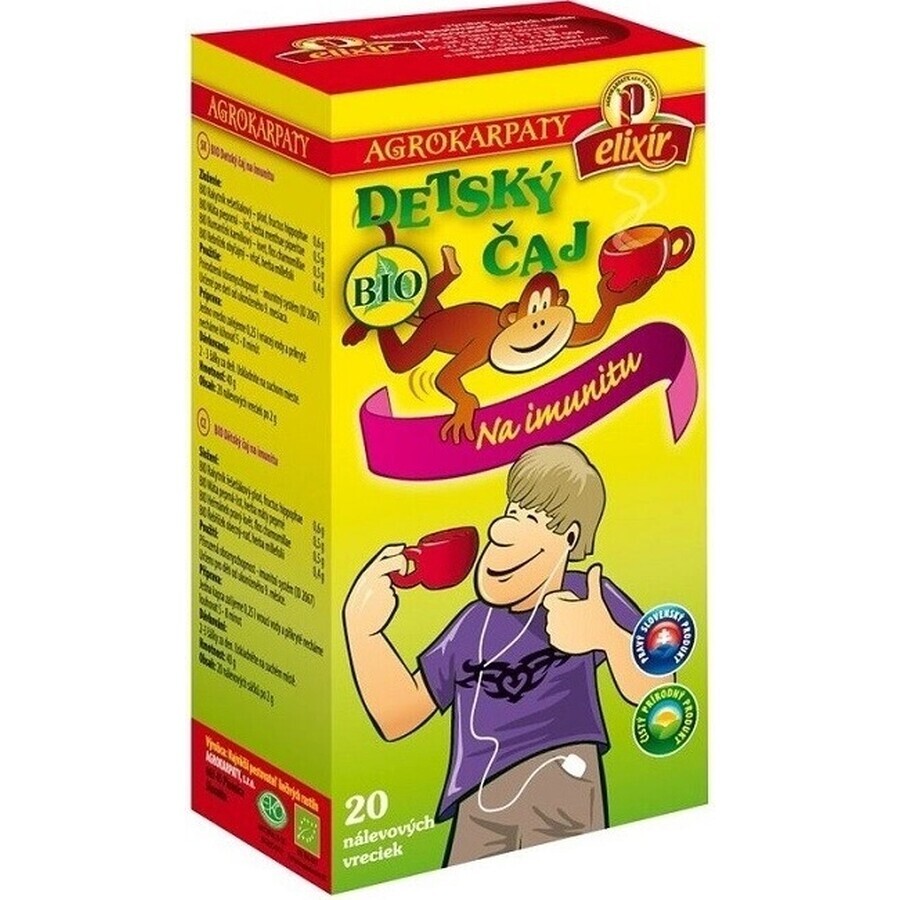 AGROKARPATY CHILDREN'S TEA ORGANIC Para la inmunidad 20×2 g (40 g), producto natural puro
