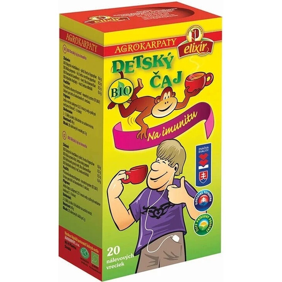 AGROKARPATY CHILDREN'S TEA ORGANIC Para la inmunidad 20×2 g (40 g), producto natural puro