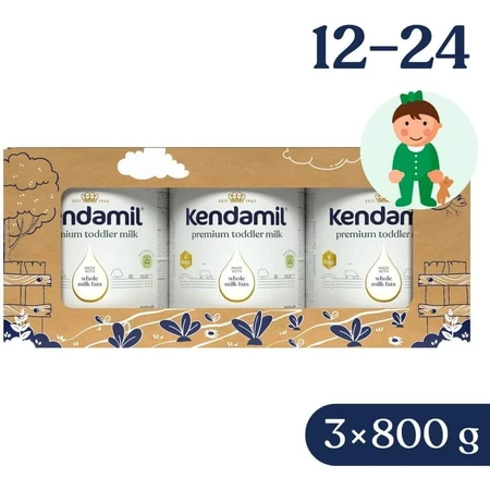 Kendamil Premium 3 HMO+, paquet cadeau créatif 3×800 g, lait pour enfants en bas âge
