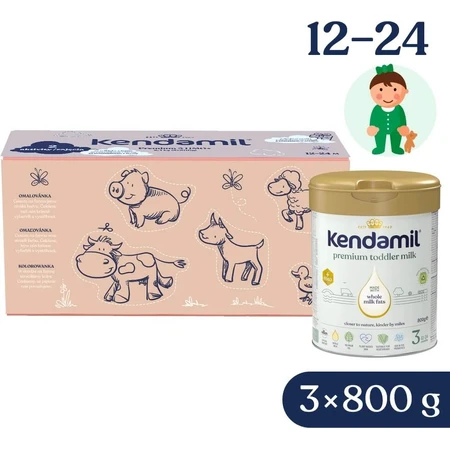 Kendamil Premium 3 HMO+, paquet cadeau créatif 3×800 g, lait pour enfants en bas âge