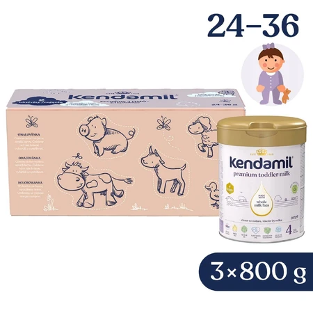 Kendamil Premium 3 HMO+, paquet cadeau créatif 3×800 g, lait pour enfants en bas âge