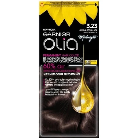 Garnier Olia Coloración Permanente 3.23 Chocolate Oscuro 1×1, coloración permanente