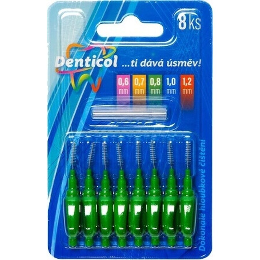 Denticol taille. 0,8mm, brosse interdentaire avec manche plat 1×8 pcs, brosse interdentaire Denticol taille. 0,8mm, brosse interdentaire avec manche plat 1×8 pcs, brosse interdentaire