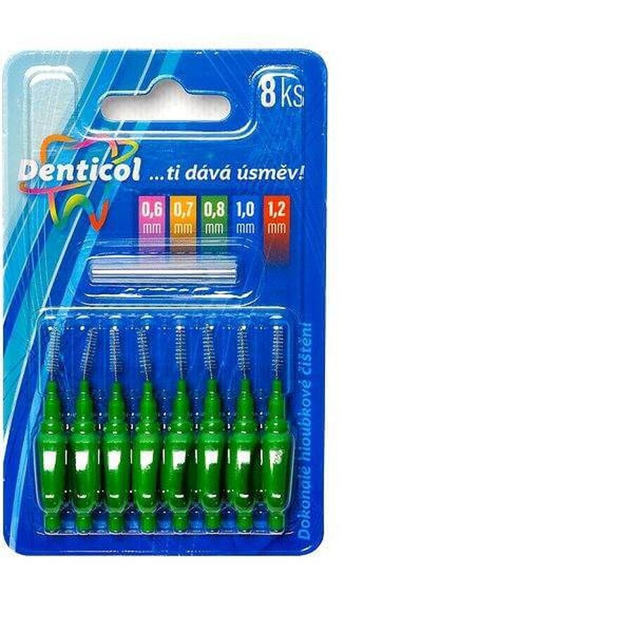 Denticol taille. 0,8mm, brosse interdentaire avec manche plat 1×8 pcs, brosse interdentaire