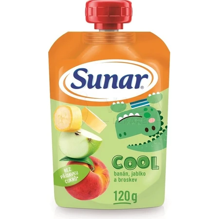 Sunar COOL Fruit Perzik, Banaan, Appel 1×120 g, Perzik, Banaan, Appel, 12m+
