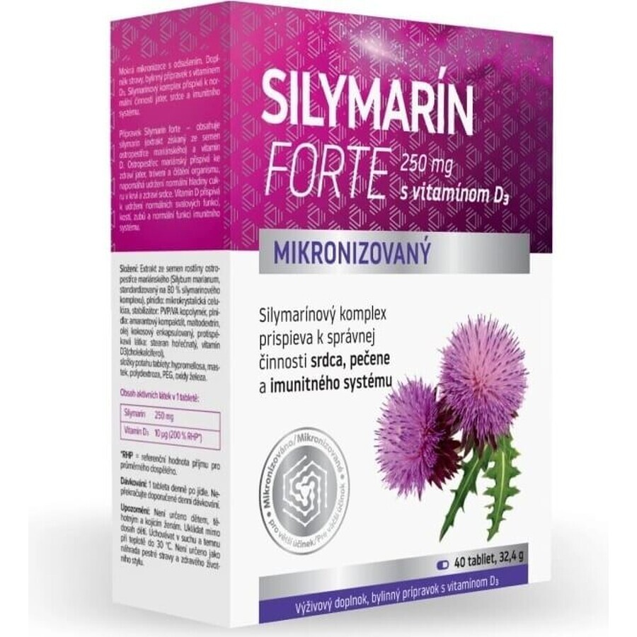 Silymarin forte + vitamin D3 1×40 tbl, food supplement