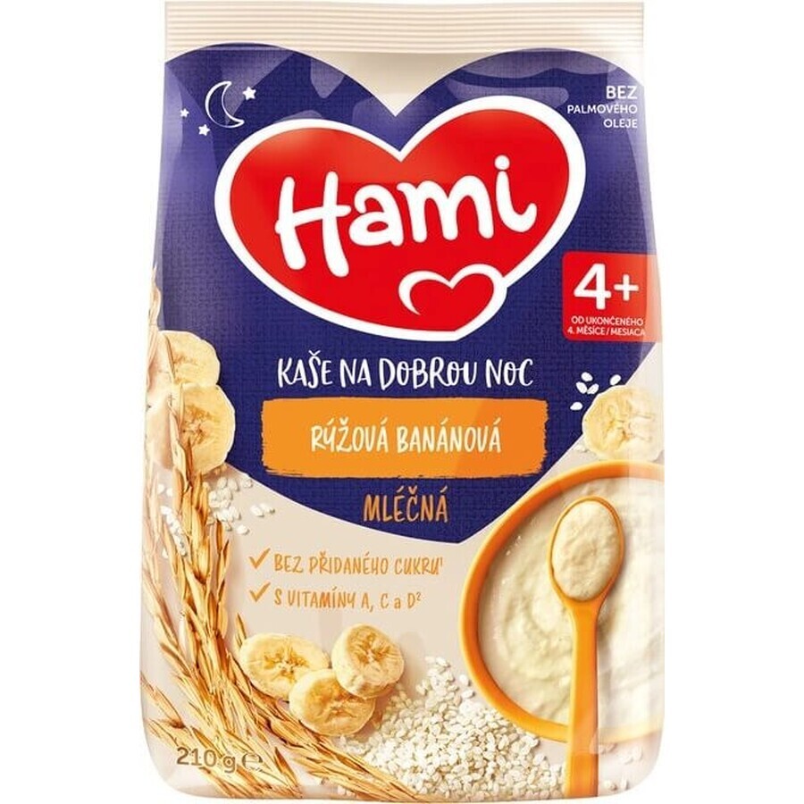 HAMI Gachas de arroz con plátano 1×210 g, gachas de arroz