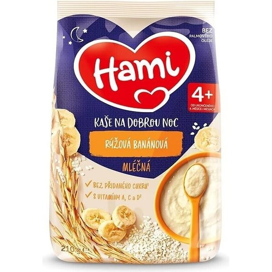 HAMI Gachas de arroz con plátano 1×210 g, gachas de arroz