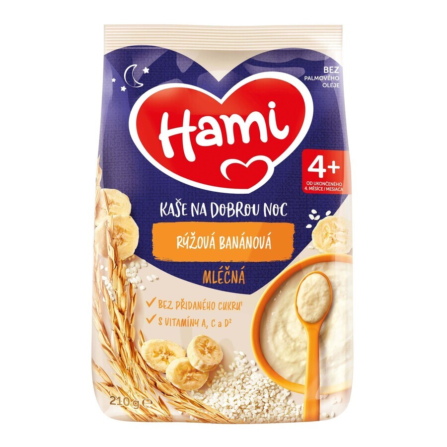 HAMI Gachas de arroz con plátano 1×210 g, gachas de arroz