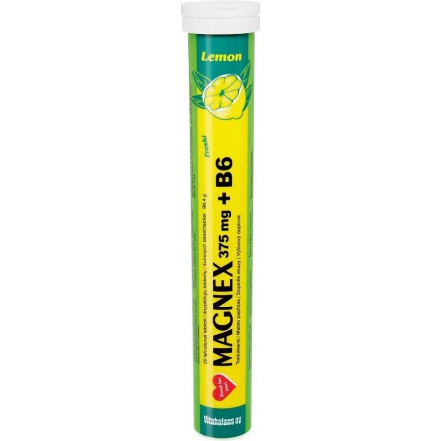 Vitabalans MAGNEX 375 mg + B6 bruisend 1×20 tbl, magnesium + B6 voor sporters