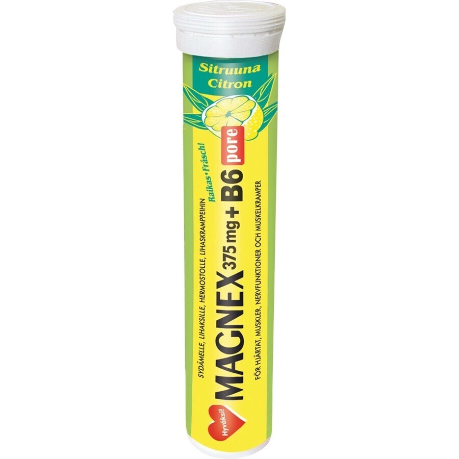 Vitabalans MAGNEX 375 mg + B6 bruisend 1×20 tbl, magnesium + B6 voor sporters