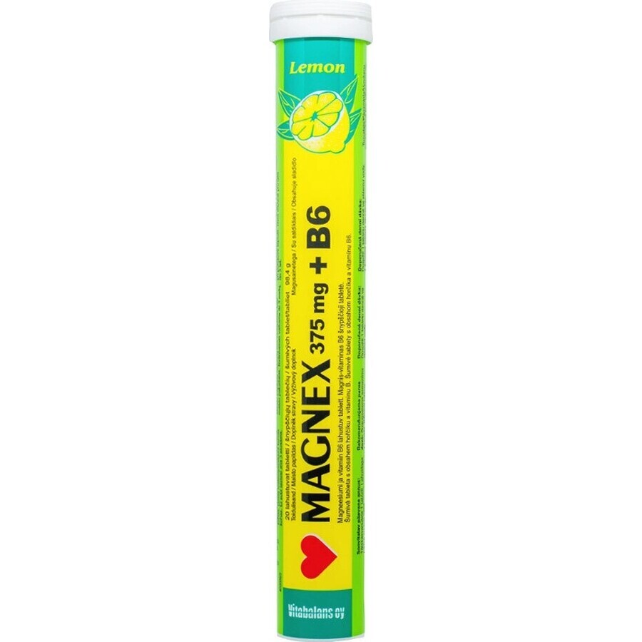 Vitabalans MAGNEX 375 mg + B6 bruisend 1×20 tbl, magnesium + B6 voor sporters