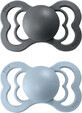 BIBS Silicone Soothers Supreme iron/baby blue 1&#215;2 pcs, size 2