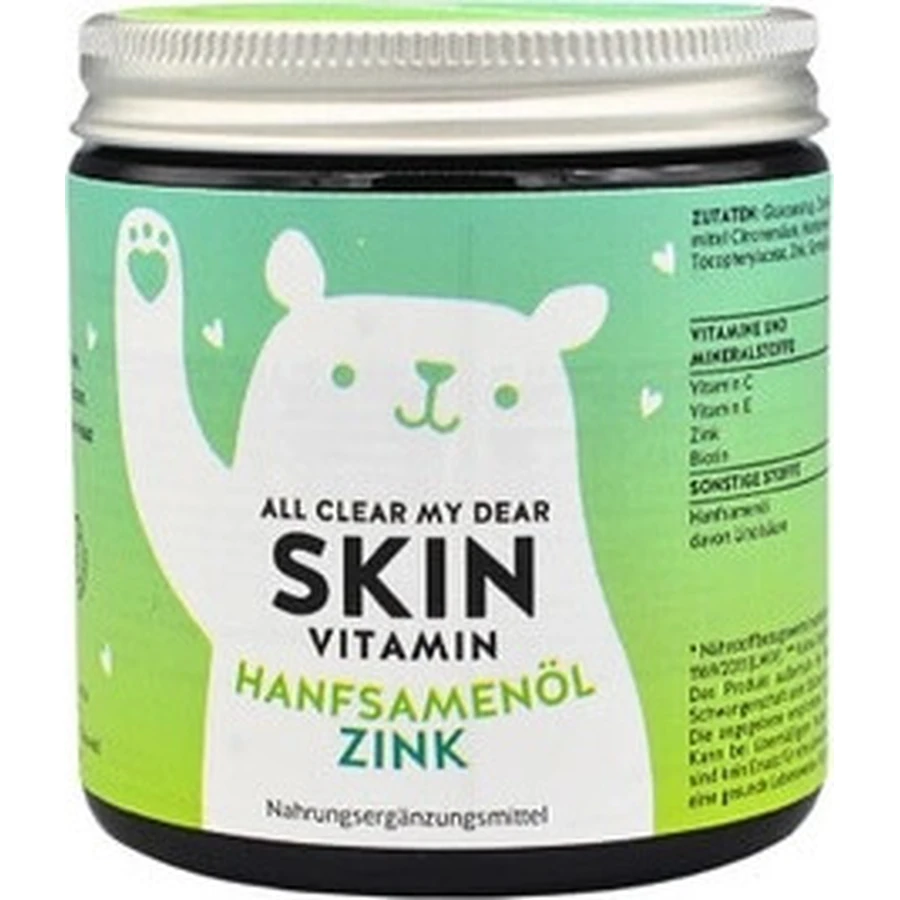 Bears With Benefits vitamins for fresh and clear skin with zinc 1×60 pcs, stress nutritional supplement for fresh and clear skin in gummy candy form