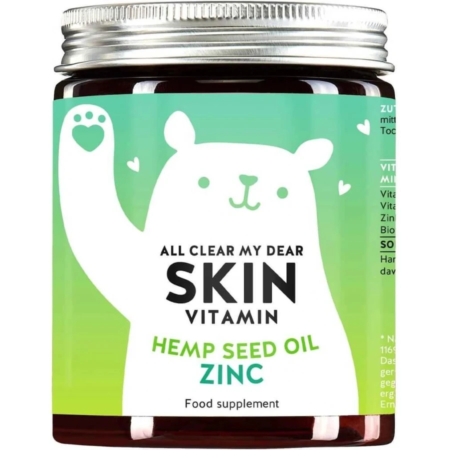 Bears With Benefits vitamins for fresh and clear skin with zinc 1×60 pcs, stress nutritional supplement for fresh and clear skin in gummy candy form