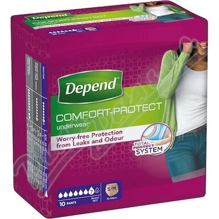 DEPEND NORMAL S/M para mujer 1×10 unidades, braguitas elásticas