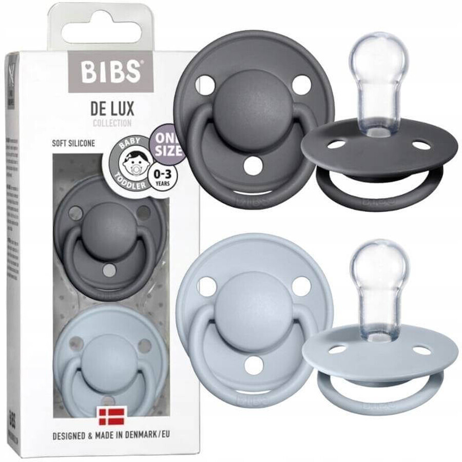 BIBS De Lux Silikon Schnuller Eisen/Baby blau 1×2 Stück, Einheitsgröße