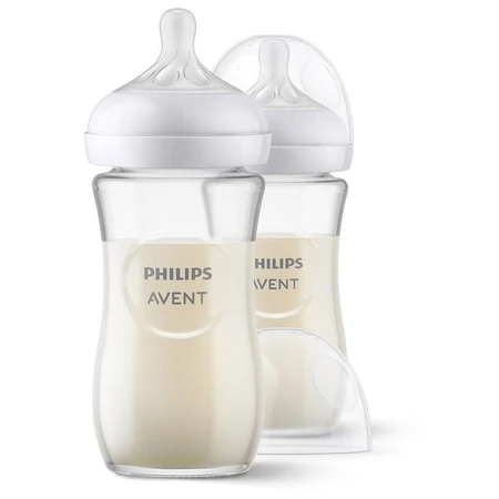 Philips AVENT Natural Response Glass Bottle 240 ml, 1m+ 2 pcs 1×2 pcs 1×2 pcs, glass