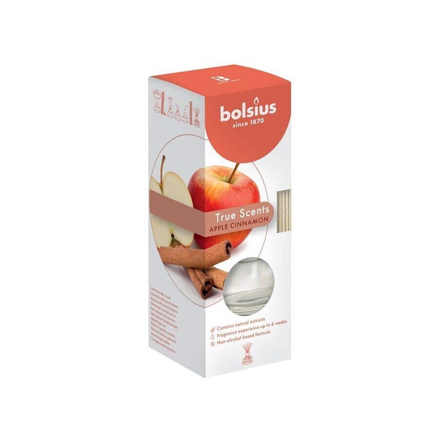 Bolsius Aromatic 2.0 Apfel-Zimt Diffusor, 1×45 ml Duftstäbchen, Heimduft