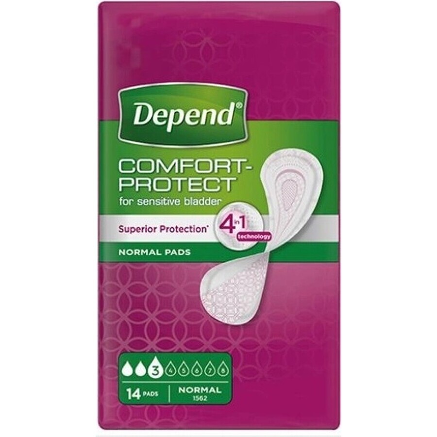 DEPEND NORMAL 1×14 pcs, incontinence pads 9×25 cm